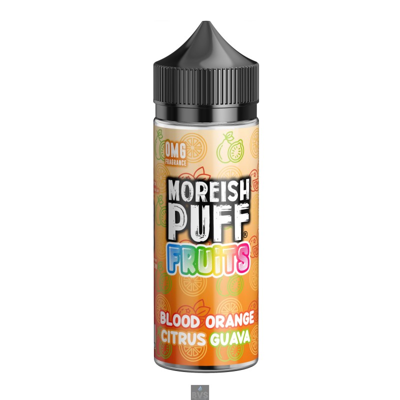 BLOOD ORANGE CITRUS GUAVA | FRUITS BY MOREISH PUFF E LIQUID | 100ML SHORT FILL BLOOD ORANGE CITRUS GUAVA | FRUITS BY MOREISH PUFF E LIQUID | 100ML SHORT FILL