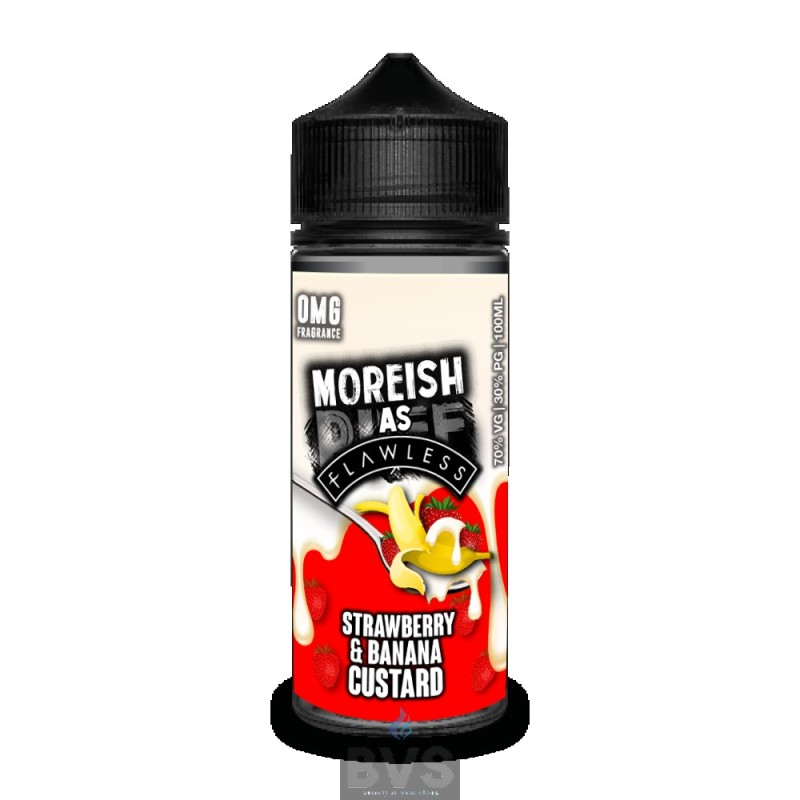 STRAWBERRY & BANANA CUSTARD BY MOREISH AS FLAWLESS E LIQUID | 100ML SHORT FILL STRAWBERRY & BANANA CUSTARD BY MOREISH AS FLAWLESS E LIQUID | 100ML SHORT FILL