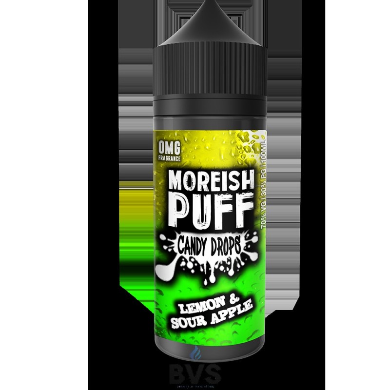 LEMON & SOUR APPLE | CANDY DROPS BY MOREISH PUFF E LIQUID | 100ML SHORT FILL LEMON & SOUR APPLE | CANDY DROPS BY MOREISH PUFF E LIQUID | 100ML SHORT FILL