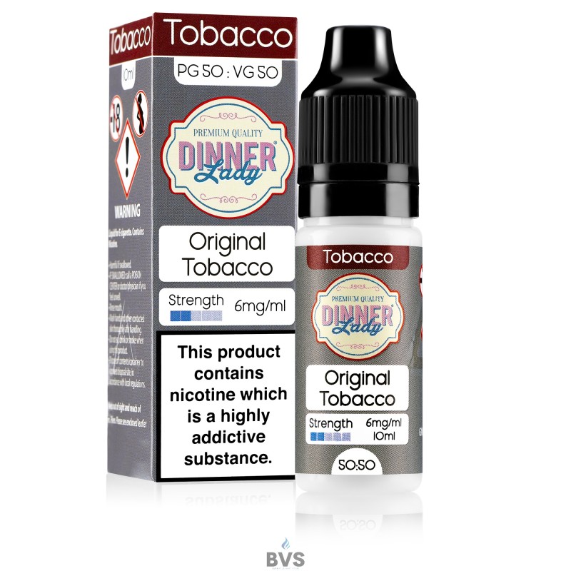 ORIGINAL TOBACCO E-LIQUID BY DINNER LADY 50/50 ORIGINAL TOBACCO E-LIQUID BY DINNER LADY 50/50