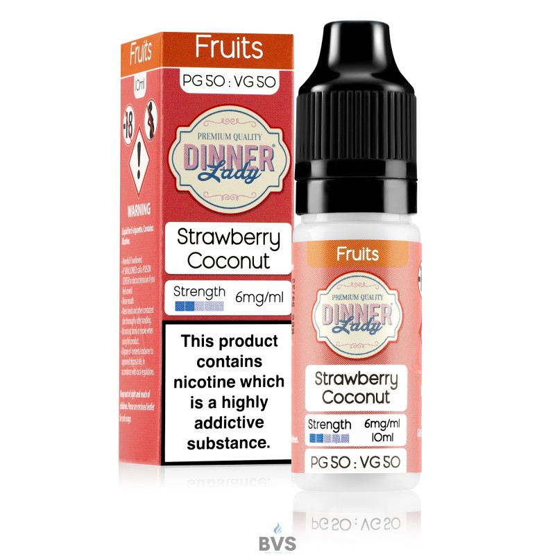 STRAWBERRY COCONUT E-LIQUID BY DINNER LADY 50/50 STRAWBERRY COCONUT E-LIQUID BY DINNER LADY 50/50