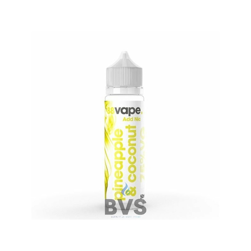 PINEAPPLE & COCONUT SHORTFILL E-LIQUID BY 88VAPE 50ML PINEAPPLE & COCONUT SHORTFILL E-LIQUID BY 88VAPE 50ML