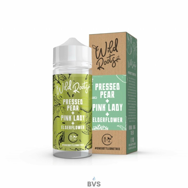 Wild Roots - Pressed Pear, Pink Lady & Elderflower E-liquid Shortfill Wild Roots - Pressed Pear, Pink Lady & Elderflower E-liquid Shortfill
