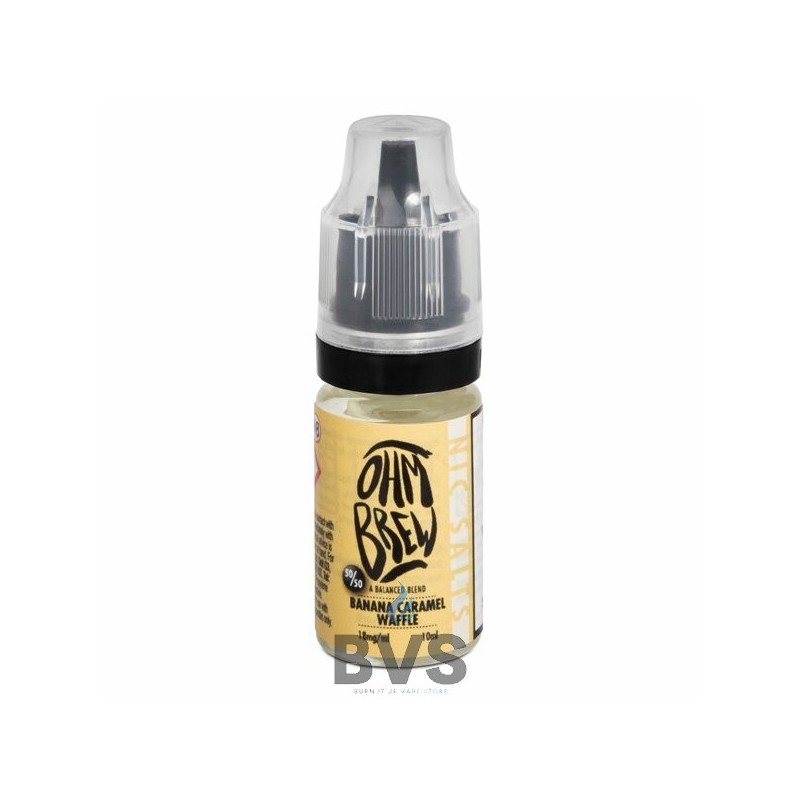 BANANA CARAMEL WAFFLE E-LIQUID BY OHM BREW 50/50 NIC SALTS BANANA CARAMEL WAFFLE E-LIQUID BY OHM BREW 50/50 NIC SALTS
