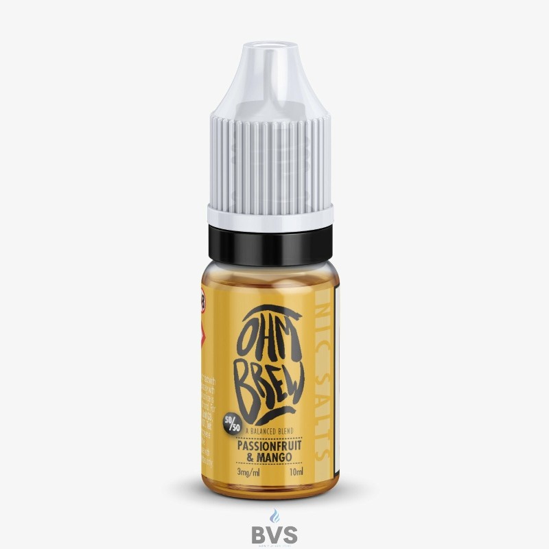 PASSIONFRUIT AND MANGO E-LIQUID BY OHM BREW 50/50 NIC SALTS PASSIONFRUIT AND MANGO E-LIQUID BY OHM BREW 50/50 NIC SALTS