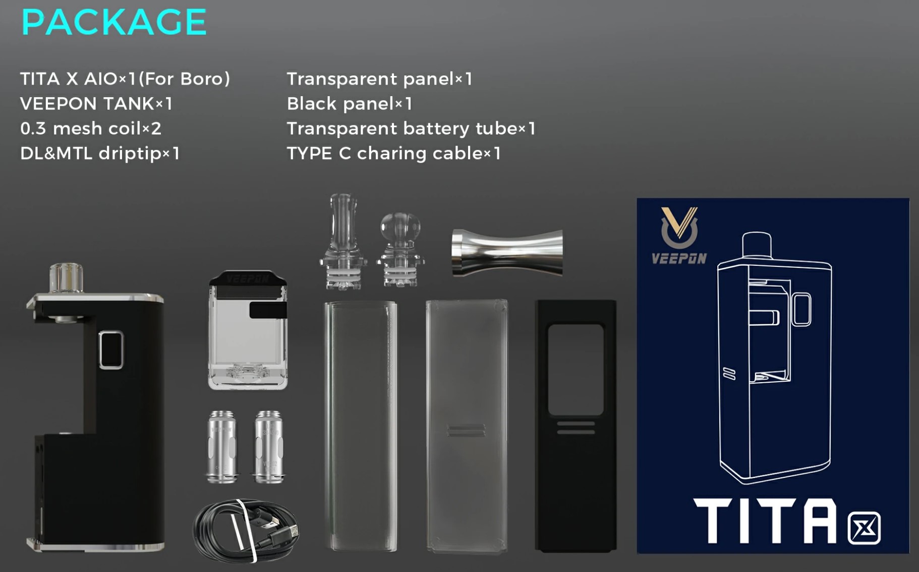 Tita X AIO Boro Vape Kit by Veepon